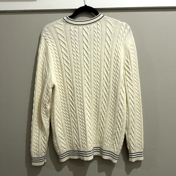 Alessandra Rich Cable Knit Cardigan Sweater Ivory - Picture 3 of 6